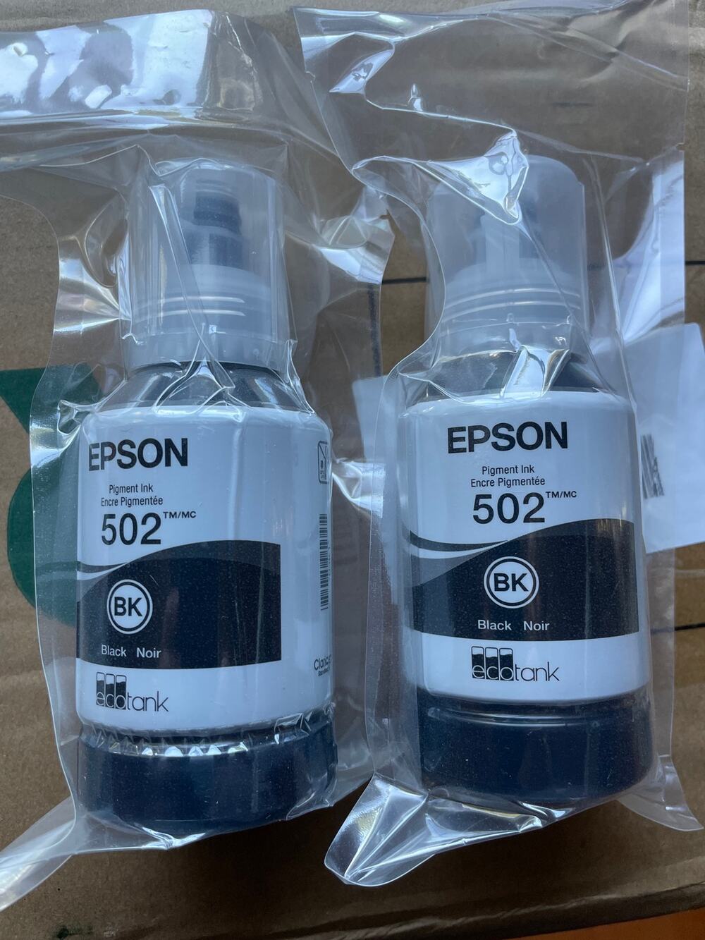 2 Pk Epson 502 Black Ink Bottle for ET-2700 ET-2750 ET-3700 ET-3750 Dated 3/2030